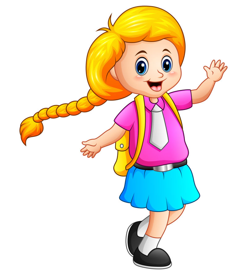 抽象矢量可爱的金发学生卡通插图