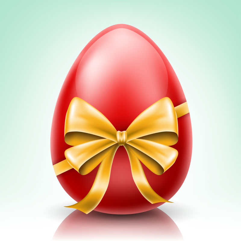 抽象矢量现代金色蝴蝶结装饰的复活节彩蛋