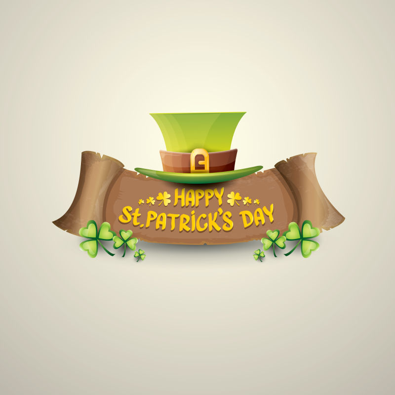 矢量现代圣帕特里克节主题的抽象平面横幅标签设计