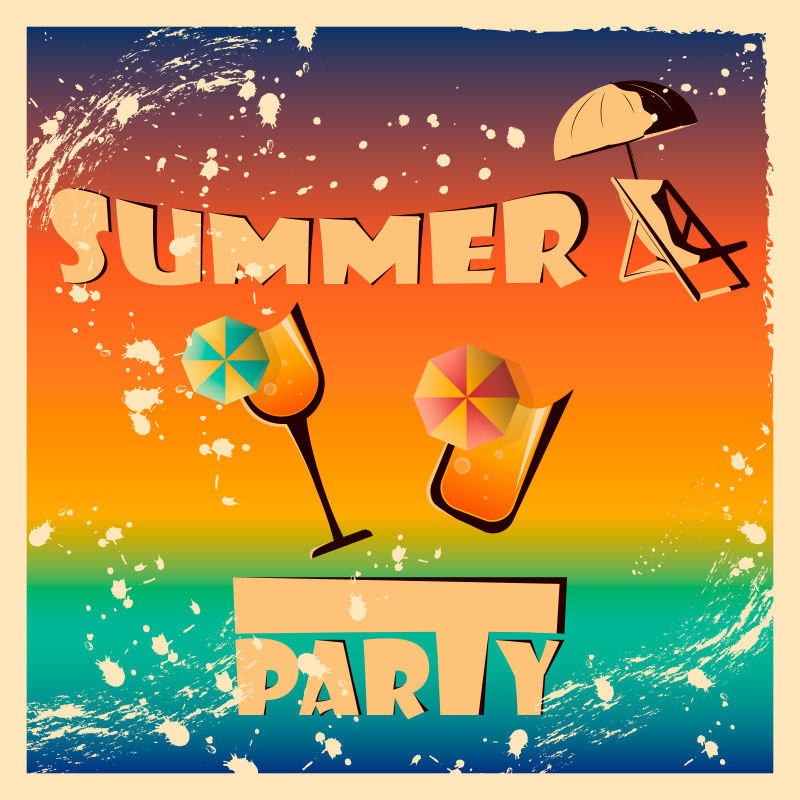 抽象矢量现代夏季海滨派对海报设计