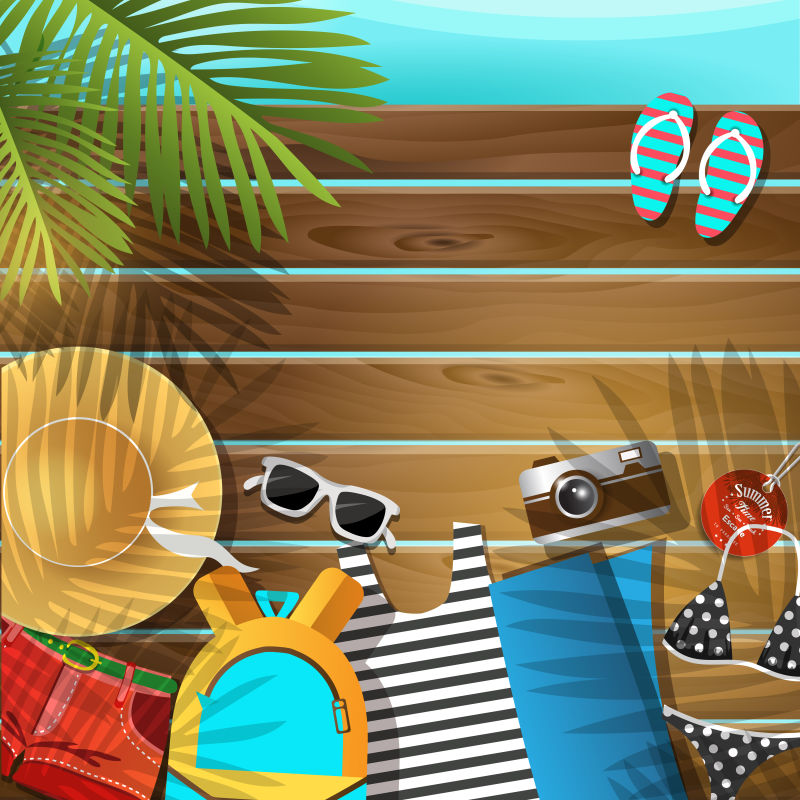 矢量抽象现代夏季主题的平面海报设计