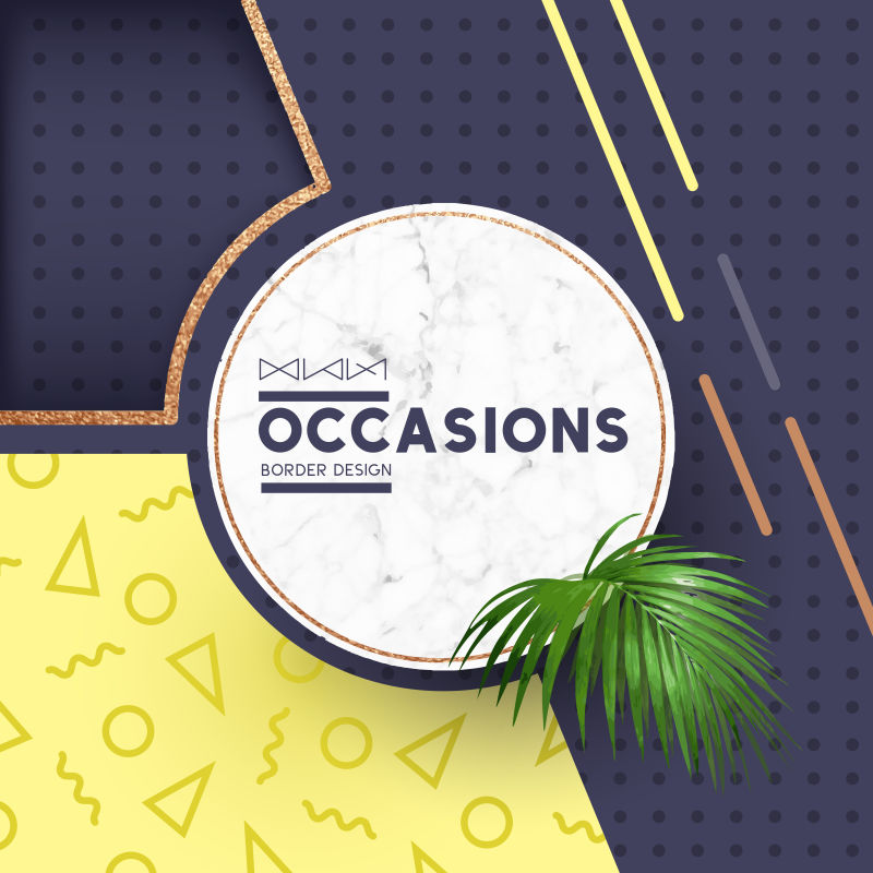 圆形边框设计采用大理石和各种纹理矢量插图