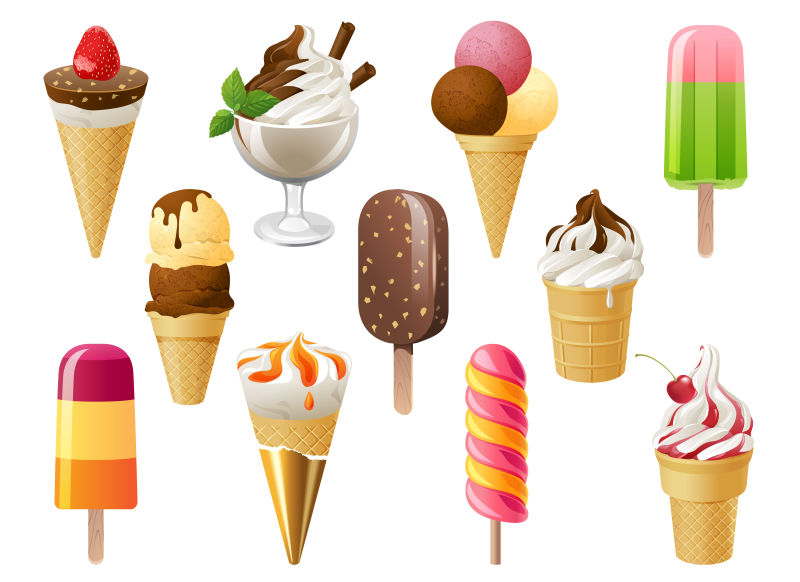 抽象矢量现代冰淇淋插图设计