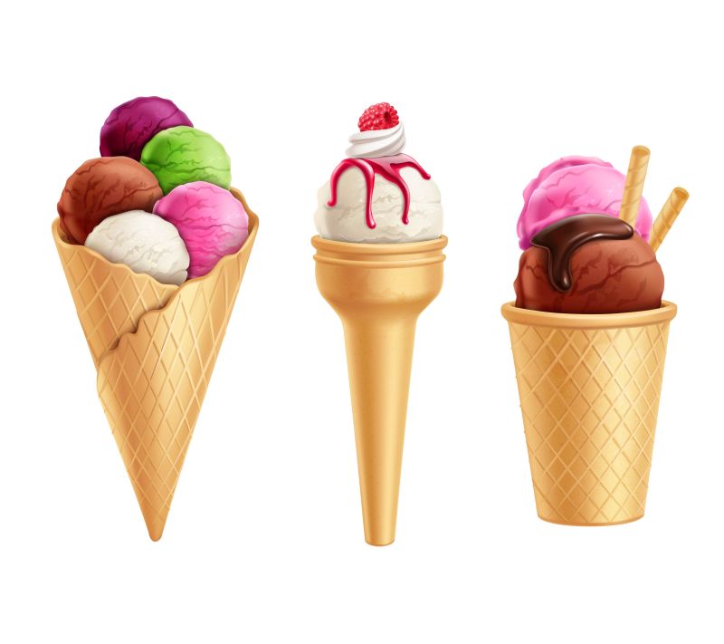 创意矢量各种冰淇淋插图设计