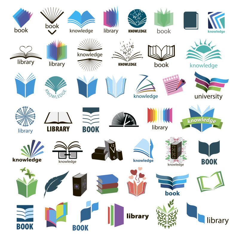 抽象矢量现代图书图标设计