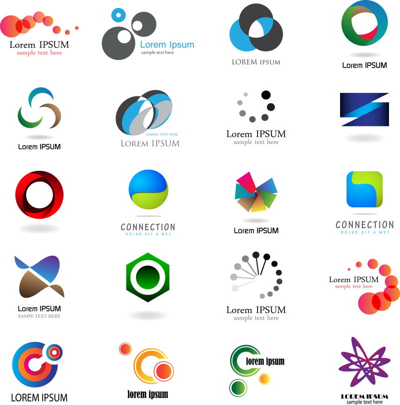 抽象矢量彩色圆形现代图标设计