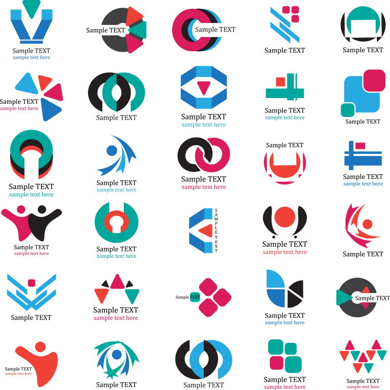 抽象矢量现代彩色简易图标设计