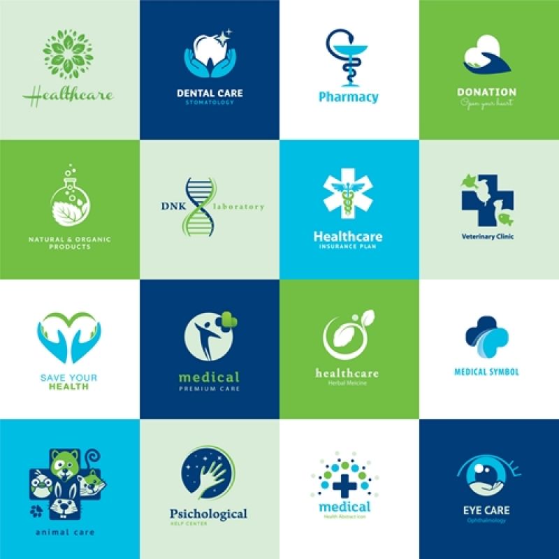 抽象矢量现代医疗主题的平面图标设计