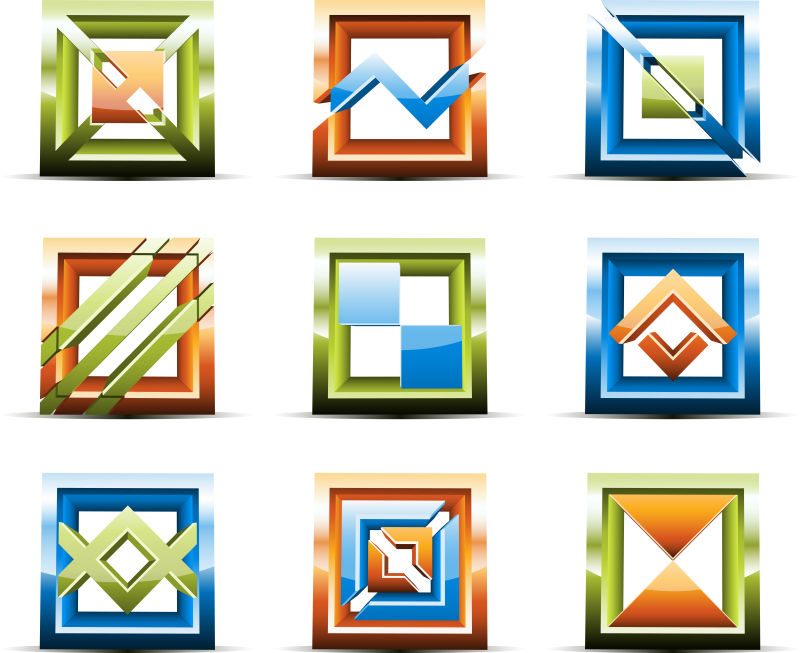 矢量现代商业几何方形图标设计