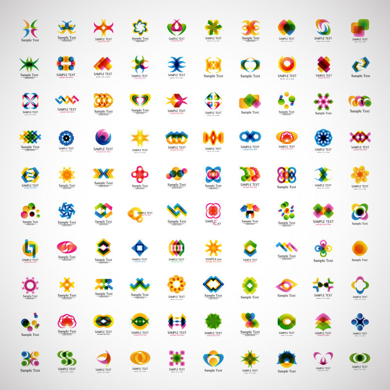 矢量现代抽象彩色商业图标设计