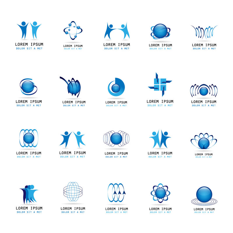 抽象矢量蓝色商业图标平面设计