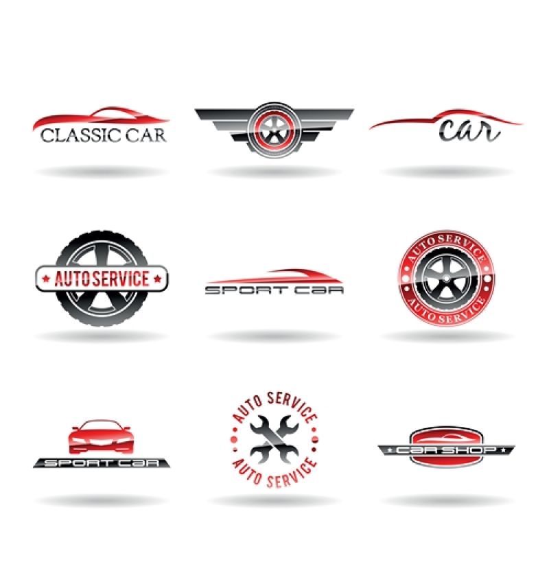 抽象矢量汽车主题的平面图标设计