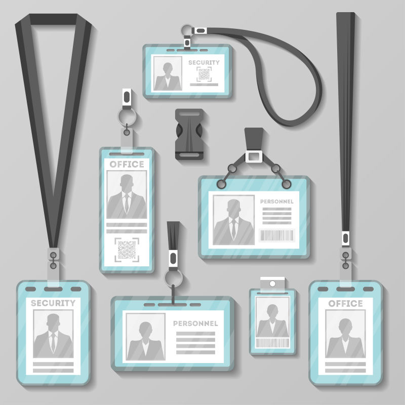 创意矢量蓝色复古工作证设计