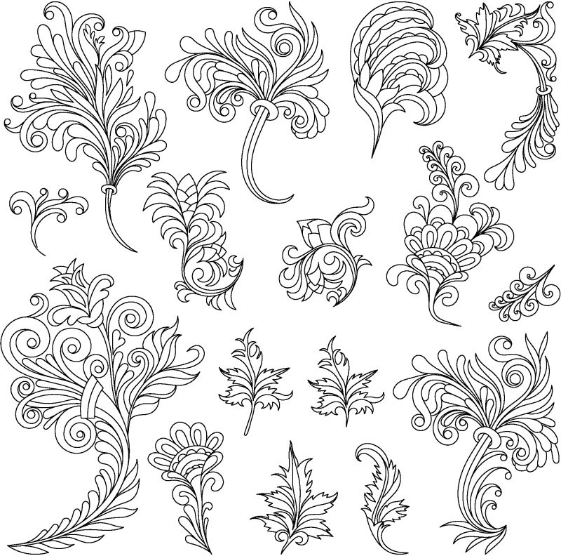 涡流复古装饰设计矢量集