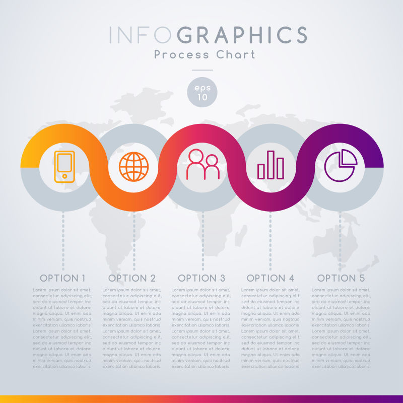 抽象矢量现代曲线型信息图表设计