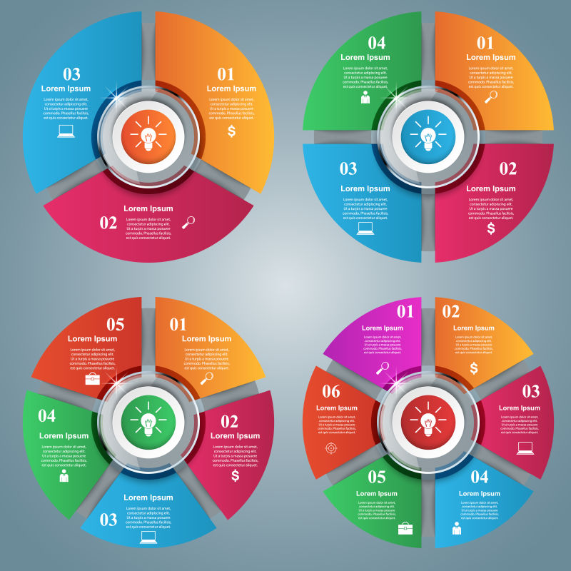 抽象矢量彩色圆形商业信息图表设计