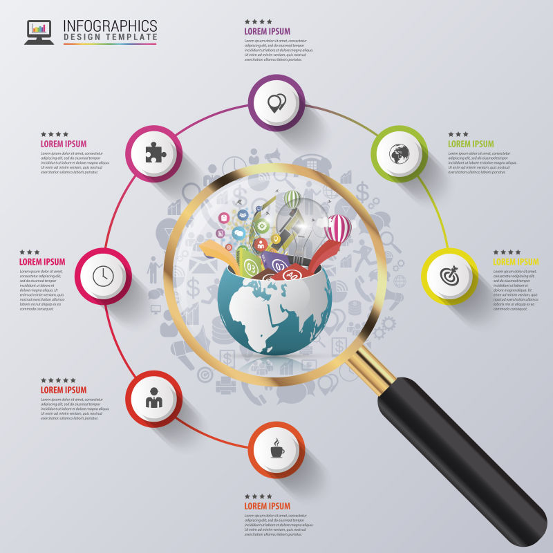 创意矢量现代全球经济主题的平面信息图表插图设计
