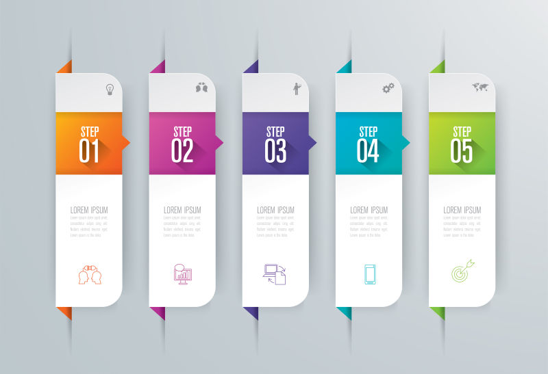 矢量创意现代彩色数字元素信息图表设计