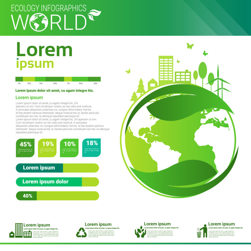 抽象矢量现代地球生态主题的信息图表设计