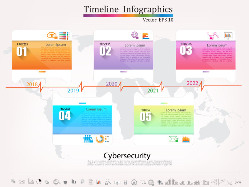 抽象矢量方形元素的时间信息图表设计