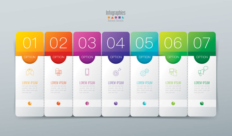 抽象矢量现代彩色数字元素的信息图表