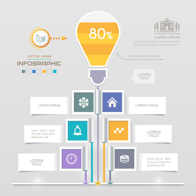 创意矢量节能主题的信息图表设计