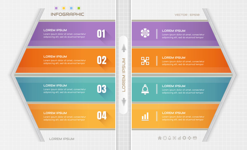 抽象矢量现代彩色菱形元素信息图表设计