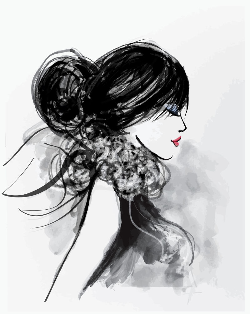 抽象矢量现代美丽的时尚女人插图