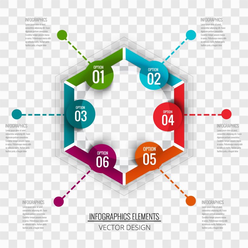 创意矢量现代彩色几何数字元素的信息图表设计