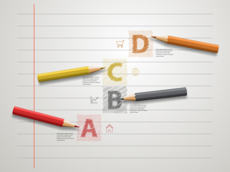 抽象矢量彩色铅笔元素的信息图表设计