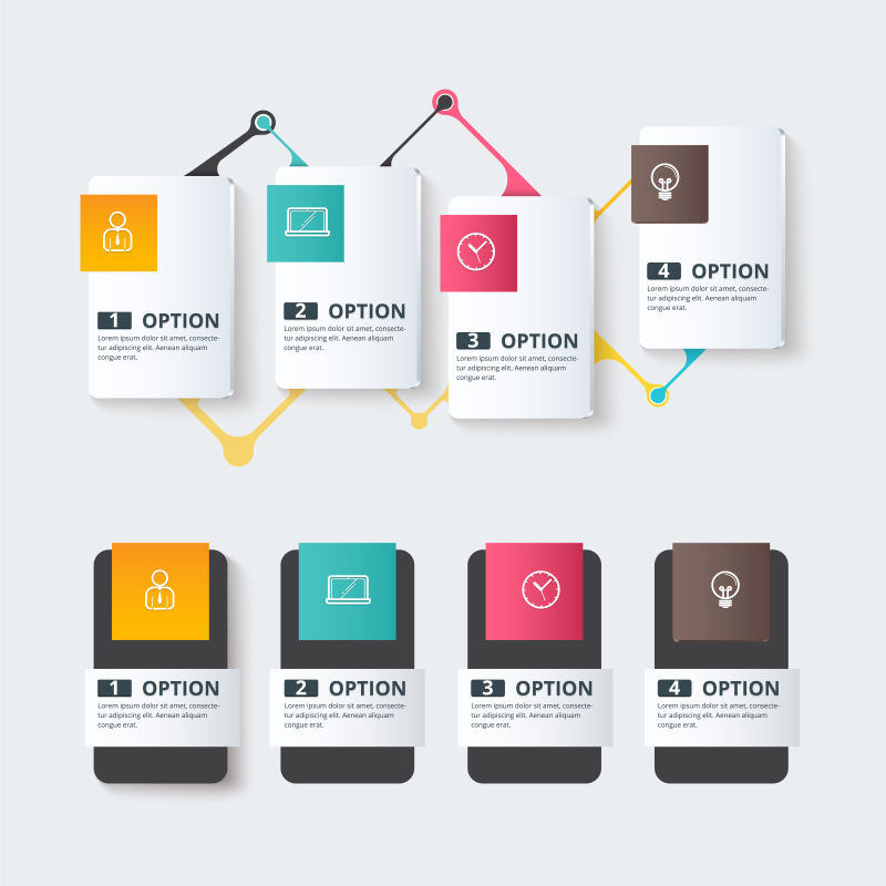 矢量彩色标签元素的抽象信息图表平面设计