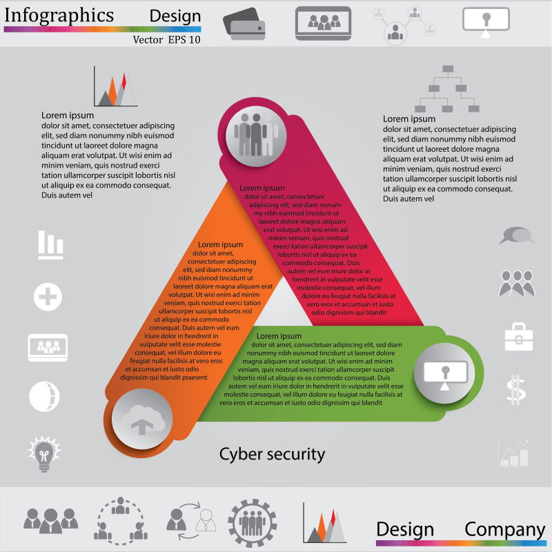 抽象矢量三色几何信息图表设计