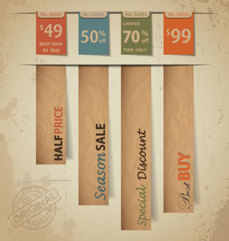 创意矢量复古价格元素的商业信息图表设计