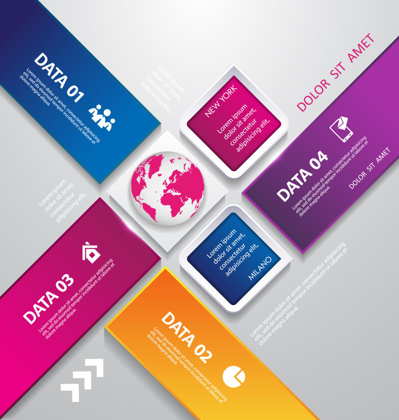 矢量抽象现代彩色时尚商业信息图表设计