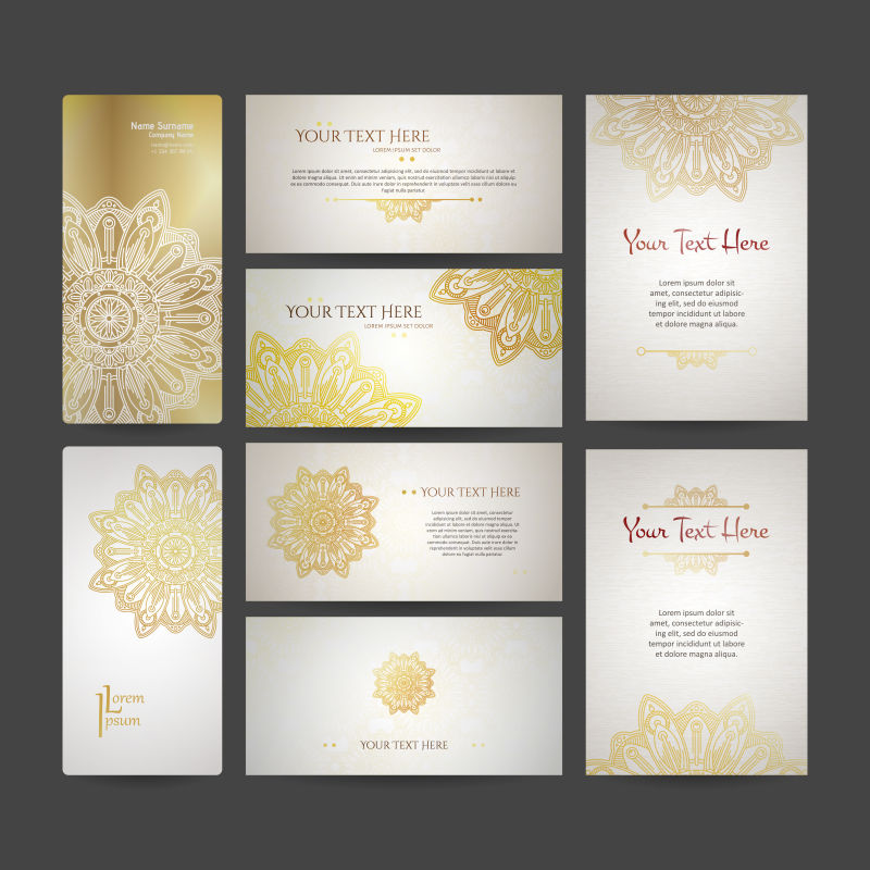 抽象矢量金色经典花纹装饰卡片设计
