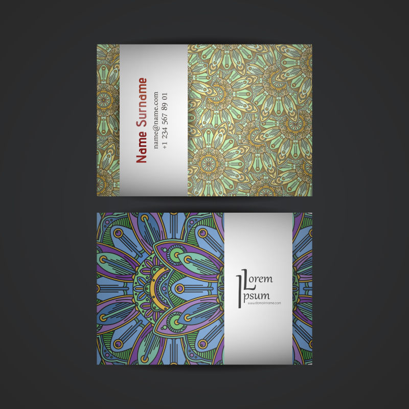 抽象矢量现代花纹装饰的平面卡片设计