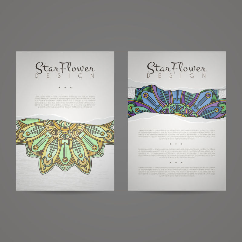 抽象矢量彩色花卉装饰的卡片设计