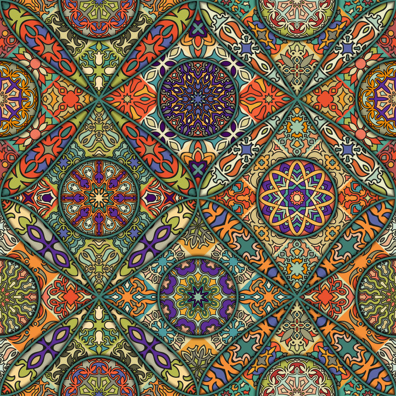 矢量花卉元素装饰无缝背景设计