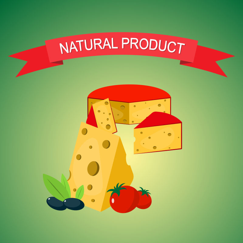 三角片奶酪奶酪图标3D奶酪现实食品矢量插图