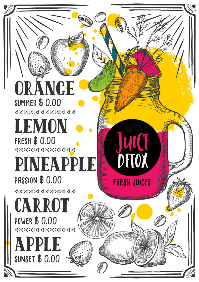 矢量现代时尚手绘菜单设计