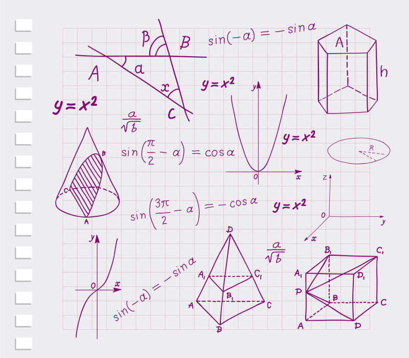 抽象矢量紫色数学公式元素背景