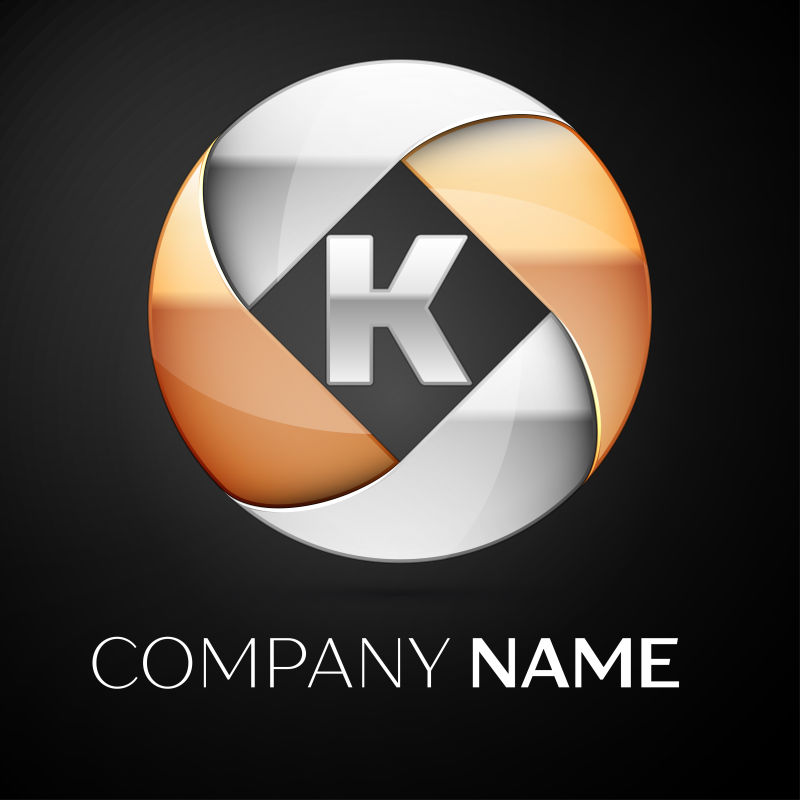 创意矢量金属圆形字母K标志设计