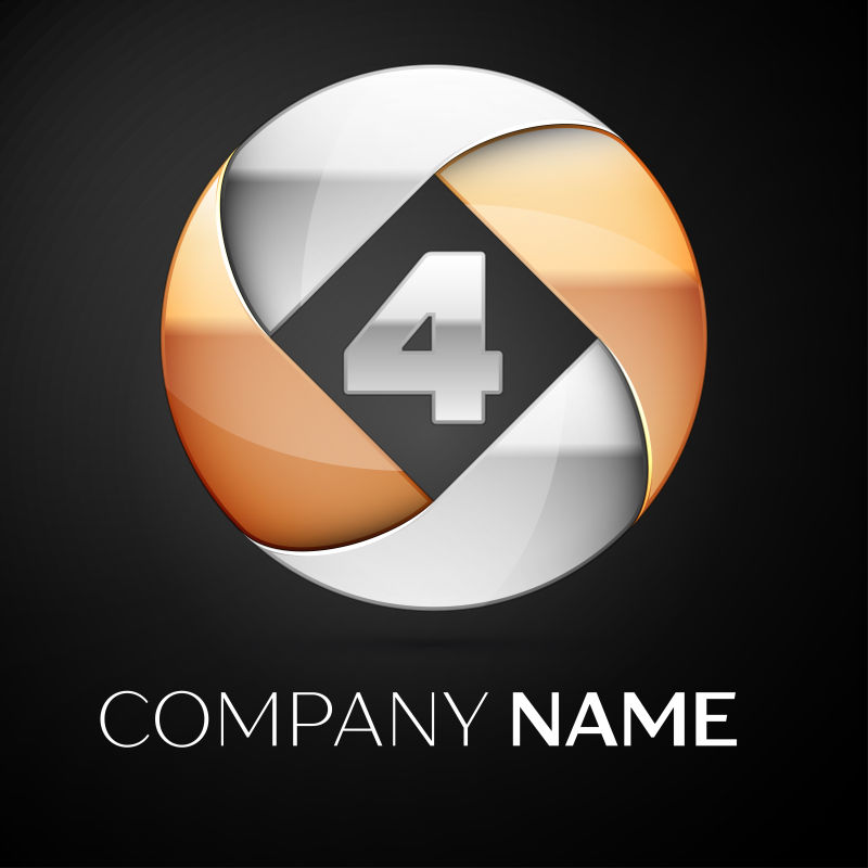 矢量金属球形数字4标志设计