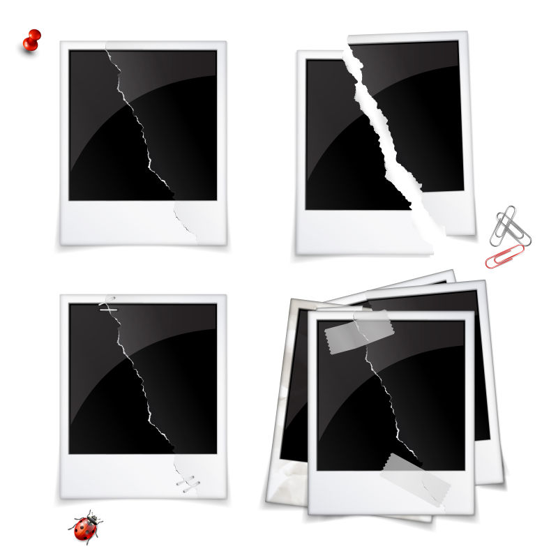 抽象矢量现代撕碎的空白相纸设计插图