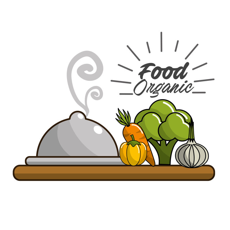 矢量抽象现代新鲜有机蔬菜图标设计