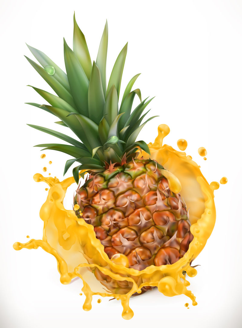 抽象矢量新鲜的菠萝汁插图设计