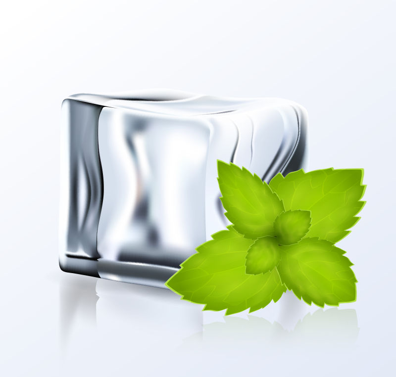 抽象矢量现代冰块和薄荷设计插图