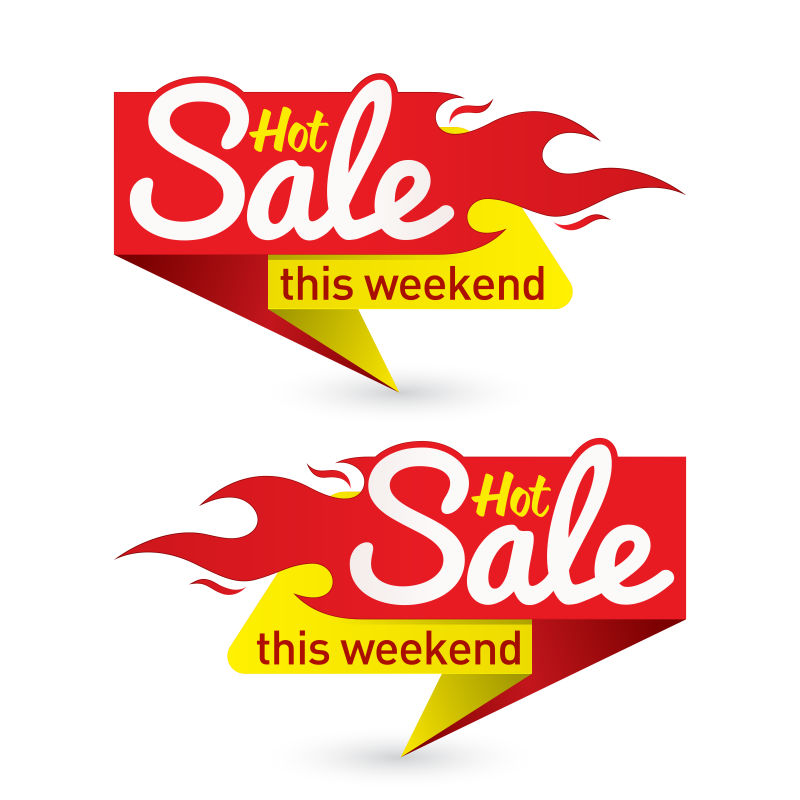 抽象矢量红色黄色销售标签设计