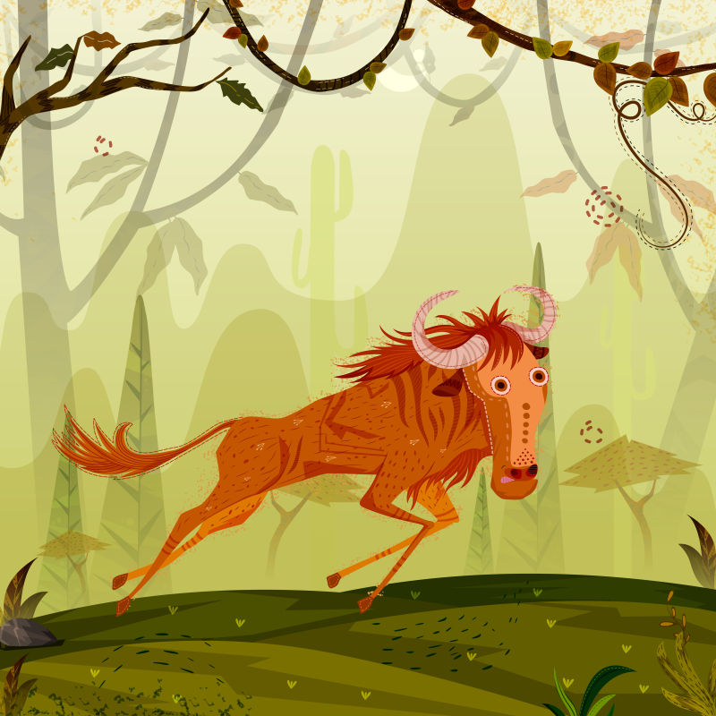 抽象矢量现代野生斑马设计插图