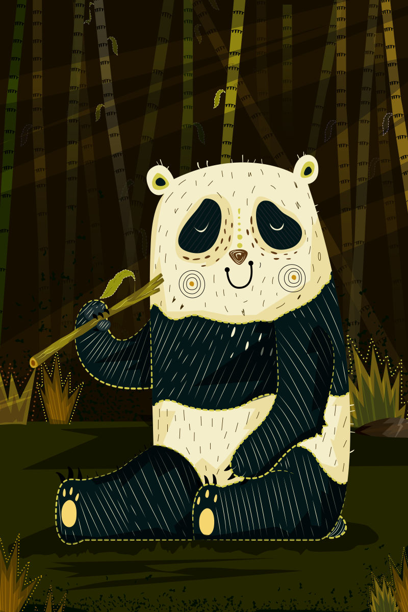 图片 插画 抽象矢量现代卡通熊猫插图设计